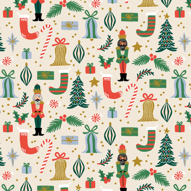 Deck the Halls Cream Christmas quilting cotton fabric - Holiday Classics Rifle Paper Co Sold by the Quarter Yard