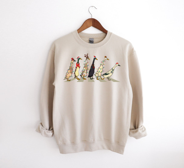 Christmas Ducks Holiday Farm Sand Sweatshirt - Gildan Heavy Blend Fleece Sweatshirt 