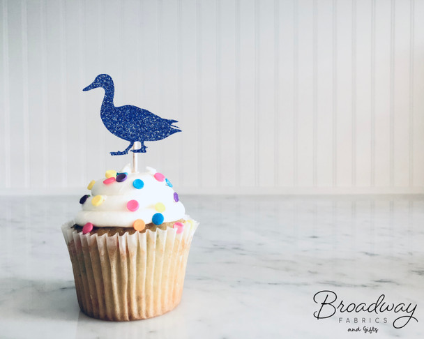 Duck Shape Cupcake toppers (Glitter), Birthday Decorations Party Favors (17 COLORS AVAILABLE) Multiple Shape Options Available