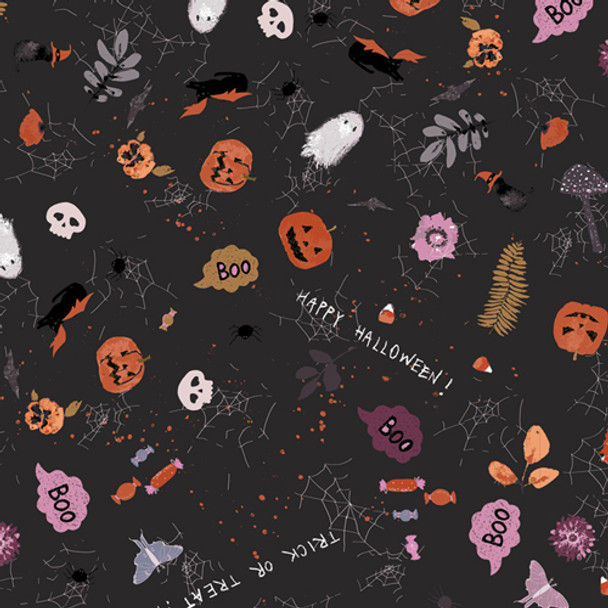 Halloween Black cotton fabric Deliciously Haunted Art Gallery Fabrics quilting cotton fabri
