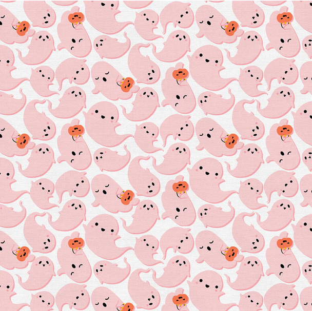 Pink Ghosts Halloween cotton fabric - PBS Mystical Manor Ghosts Toss