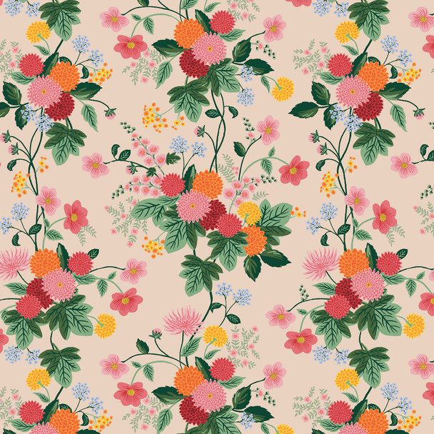 Blush Dahlia floral quilting cotton fabric - Rifle Paper Co fabric sold by the quarter yard