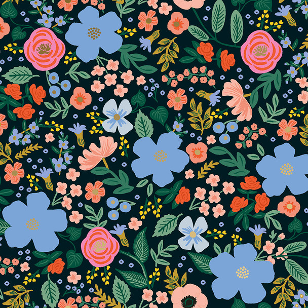 Wild Rose, Black Metallic by Rifle Paper Co., QTR YD