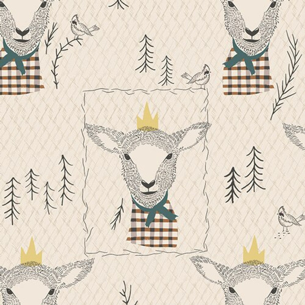 Brown tan sheep Lambkin cotton fabrics design