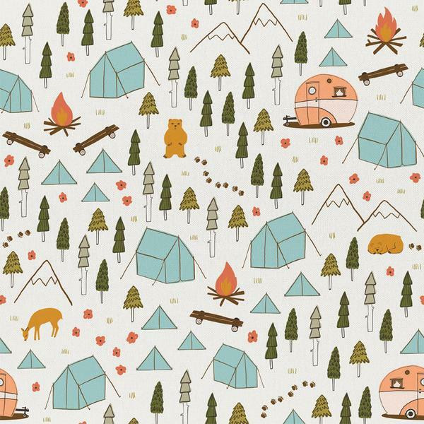 Camping Tent Canoe fabric Camping Crew Campground cotton fabric