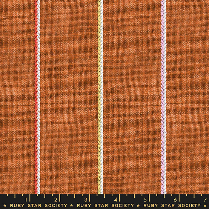 Sunset cream stripe woven cotton fabric Warp Weft Heirloom Ruby Star