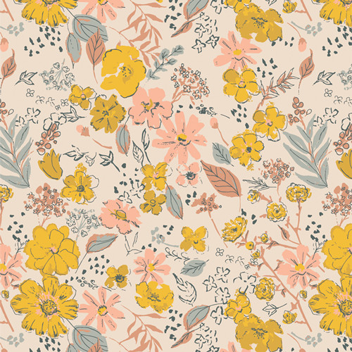 Retro Road Trip - yellow pink daisy floral Shine On Art