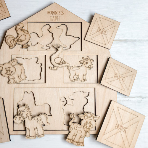 Wooden Animal Puzzle - Pig - Custom Cut - Personalized