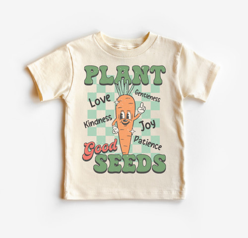 Plant Good Seeds Love Joy Kindness - Kids Spring shirt - Bella Canvas  heather dust