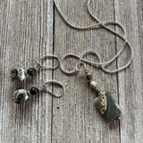 Ocean Jasper Winter Snow at the Shore Necklace & Earrings Set