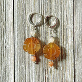 Sunflower Earrings of Carved Carnelian