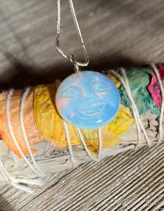 Opalite Full Moon Pendant Necklace