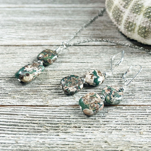 Rainforest Rhyolite Jewelry Set