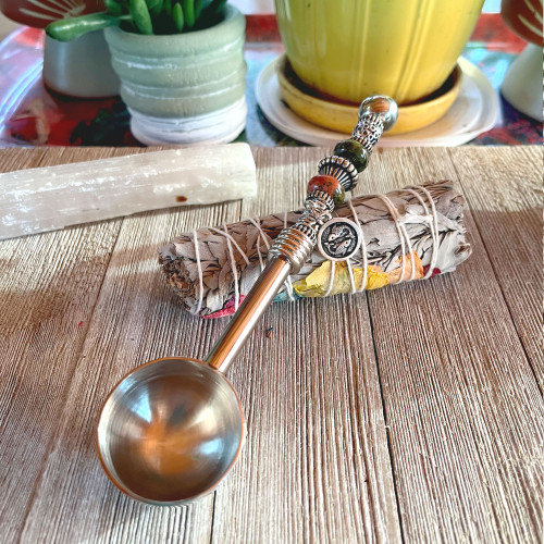 Pisces Zodiac-Themed Scoop with Unakite Beaded Handle