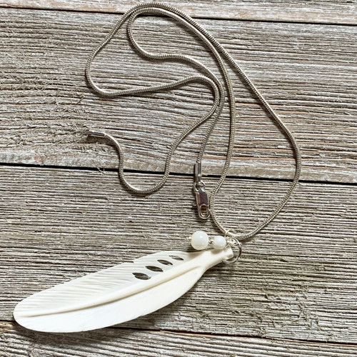 Carved Feather Necklace Angel Sign Gift