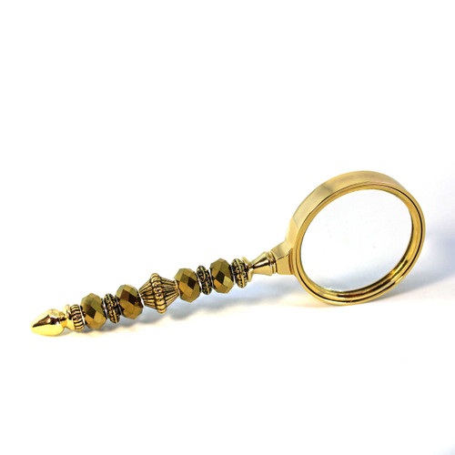 Gold Magnifier Handheld Beaded Looking Glass