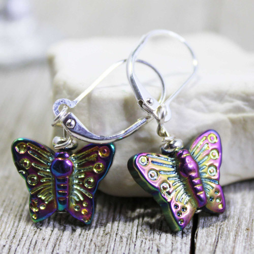 AB Crystal Purple Butterfly Earrings