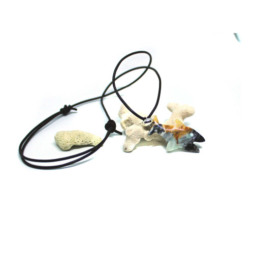 Amazonite Carved Fish unisex adjustable necklace