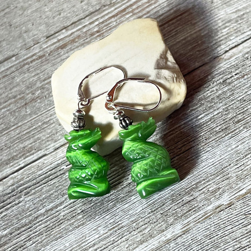 Green Glowing Dragon Earrings