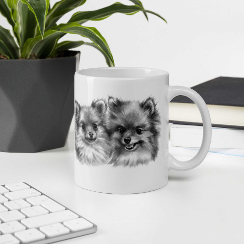 Pomeranians The Dog Watcher White glossy mug
