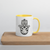 Pisces Zodiac Sign Hamsa Hand of Protection Mug with Yellow, Black, Blue or Red inside.
