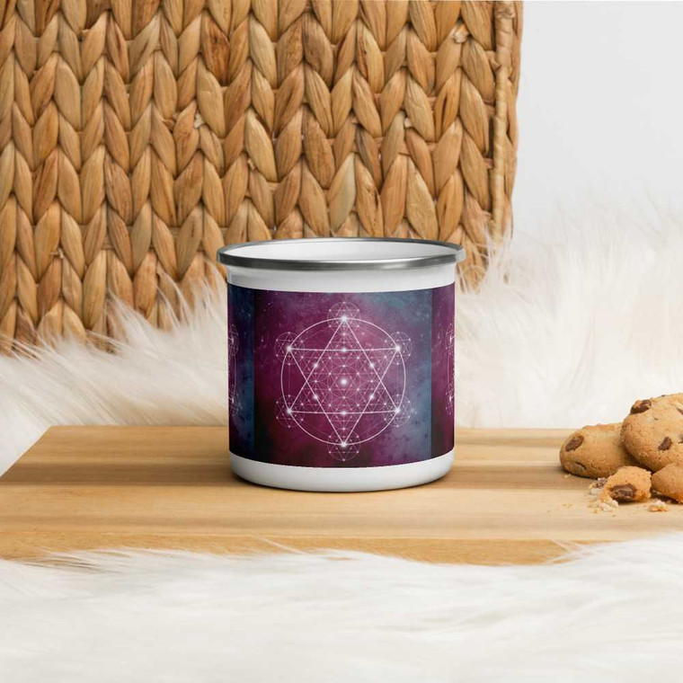 Sacred Geometry Purple Star Enamel Mug