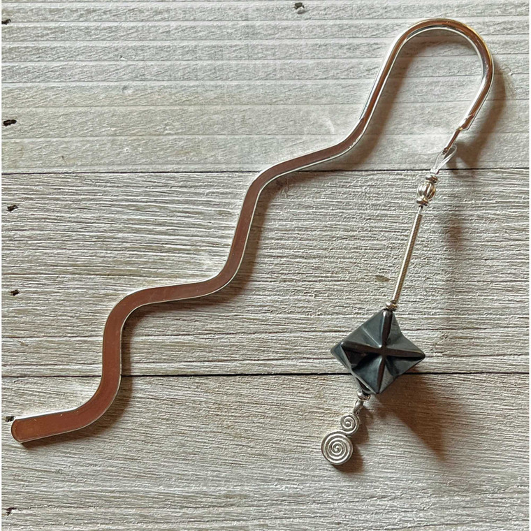 Sacred Geometry Merkaba Bookmark with Hematite