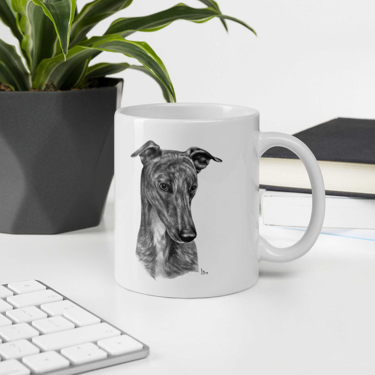 Greyhound Kona from The Dog Watcher White Mug