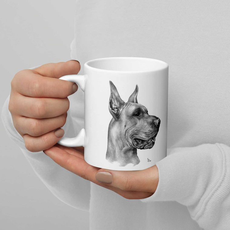 Great Dane Dog White glossy mug