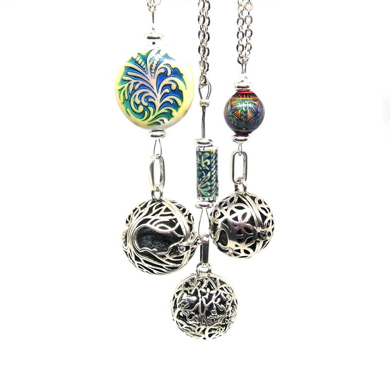 Amazon.com: Aromatherapy Essential Oil Diffuser Necklace Tree of Life  Pattern Pendant with 24Inch Chain and 10 Colors of Cotton XM002-1 : Health  & Household