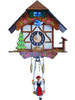 Mini White Chalet Cuckoo Novelty Clock with Bluebird and Swinging Heidi 0191SQ
