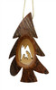 Nativity Scene Thick-Cut Olivewood Bark Ornament | Made in Israel - Bethlehem B29