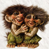 Collectible Norwegian Trolls ON SALE! || Troll Couple Holding Hands, 5" #055 || Lindenhaus Imports in Helen, Ga