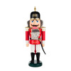 Authentic German Nutcrackers ON SALE! | Features real rabbit fur, hand-painted bright blue eyes, traditional red coat and black wooden sword with gold accents, and lever on back to open and close mouth. || The Wachsoldat (Guard Soldier), 14" 003/N/103/D/R || Handmade in the Erzgebirge region of Seiffen, Germany || Lindenhaus Imports in Helen, Ga