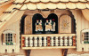 Dancers spin and rotate as the music plays. The cuckoo bird pops out every hour and half hour