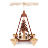 Authentic German Pyramids ON SALE! | Features 5 handcarved Carolers, intricate tree in center, and 4 universal brass candle holders. USE: Place the candle in the designated holders on the pyramid. Heat from the candle will slowly cause the blades to rotate. | 1-Tier Christmas Carolers, 11" 085/P/109/D | Handmade in the Erzgebirge region of Seiffen, Germany | Lindenhaus Imports in Helen, Ga