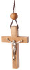Hand-carved Olivewood from the Holy Land ON SALE | Pendant with Crucifix, 2" | Lindenhaus Imports in Helen, ga