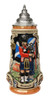 Authentic German Stein ON SALE | Braveheart - Scotland Stein 393/SC | The front features a bagpiper in traditional Scottish dress playing a reel with a Scottish flag and country side in the background. | Cobalt Finish | Lindenhaus Imports in Helen, GA