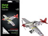 Packaging & assembled model of the Tuskegee Airmen P-51D Mustang Metal Earth Premium Series Stainless-Steel Model Kit ICX142