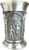 SALE Famous German Renaissance Artist Albrecht Dürer Pewter Beer Cup, 0.3L | Reproduction of Dürer's work in relief, "Drei Bauern" (The Three Farmers)" | Lindenhaus Imports in Helen, Ga