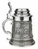 Gambrinus 'Patron Saint of Brewers' Collection - Pewter Beer Stein, 0.5L | SIDE: Horse-drawn beer wagon delivering kegs of beer | Lindenhaus Imports in Helen, Ga