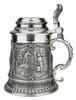 Gambrinus 'Patron Saint of Brewers' Collection - Pewter Beer Stein, 0.5L | SIDE: A scene of beer being brewed | Lindenhaus Imports in Helen, Ga