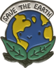 Hat/Lapel Pins ON SALE | 'Save the Earth' Hat Pin featuring Planet Earth with 2 leaves | Lindenhaus Imports in Helen, Ga