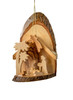 Nativity Scene under Palm Trees Olivewood Bark Slice Ornament E10b