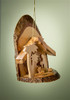 Nativity Scene under Palm Trees Olivewood Bark Slice Ornament