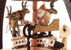 Middle rotor featuring Santa, 3 reindeer, and train set that rotates | 3-Tier Wolkenzauber (Winter Magic), 15" 085/P/843/D/N | Handmade in the Erzgebirge region of Seiffen, Germany | Lindenhaus Imports in Helen, Ga