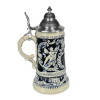Thewalt 1893 'Fridolin the Drunken Son' Beer Stein T1341/EZ | Features shield and cherubs with musical instruments on both sides | Thewalt 1893 Collection | 'Fridolin the Drunken Son' Stein, 0.75L | Lindenhaus Imports in Helen, Ga