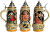 This German beer stein pays tribute to Spain with three panels framed by ornate Spanish fans.