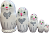 Mini White Cat Matryoshka Nesting Doll