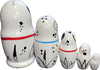 Handcrafted Matryoshka Stackable Nesting Dolls ON SALE! | FRONT: 5 stackable wooden dalmatian dolls with individually unique hand-painted dog characters on each one | Mini Dalmation Matryoshka, 4.5" LIND-13 | Lindenhaus Imports in Helen, Ga